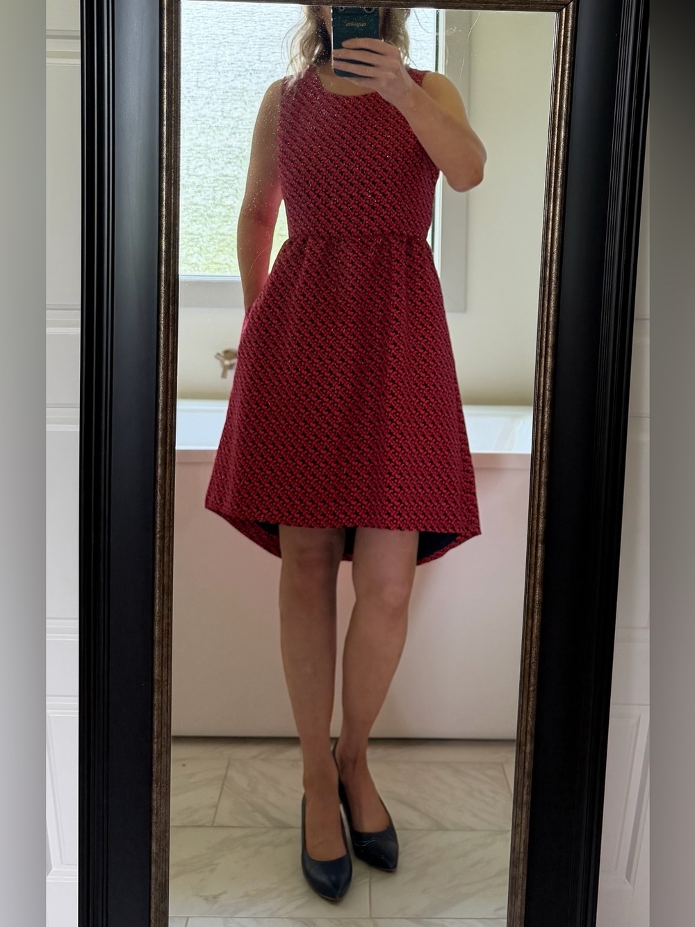 Anthropologie Lili Wang for Lili’s Closet Navy and Coral Dress